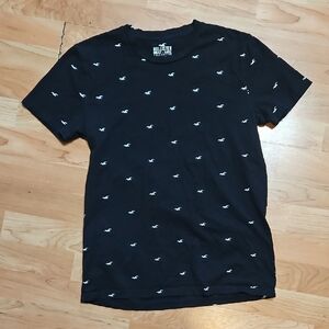 Hollister Black Tee with White Logo Pattern
